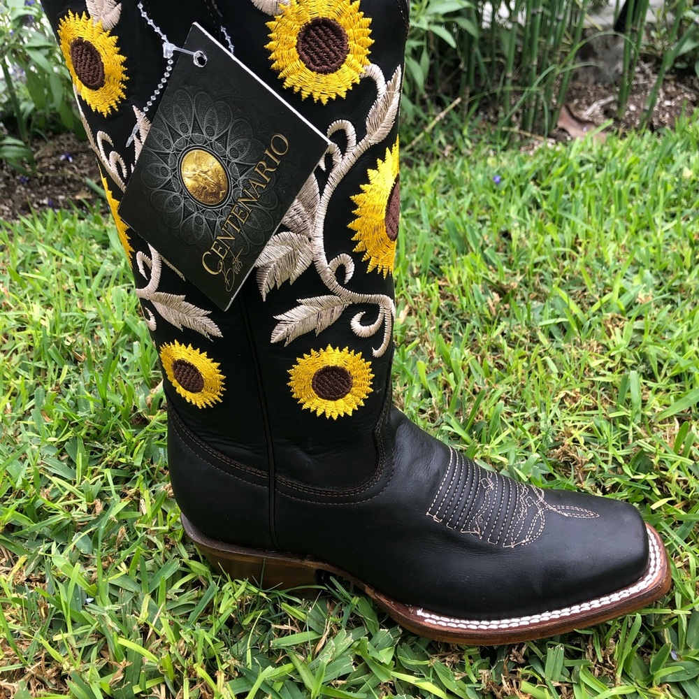 Cowboys boots women square toe brown
